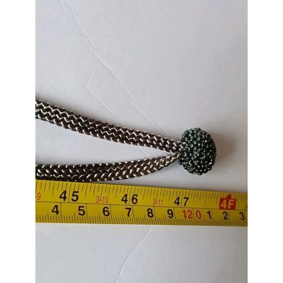 Vintage Christian Dior Ceinture Sash Belt Hand Beaded Grey Satin - Picture 7 of 7